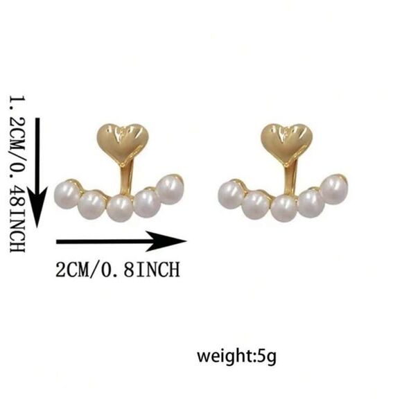 5/$25 WHITE PEARL and HEART EARRINGS - Picture 4 of 6